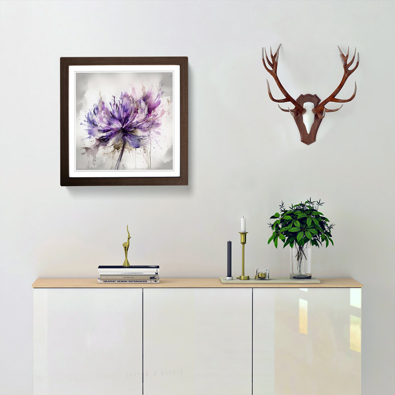 Lavender Flower Gestural Art - Framed Print, Walnut Framed