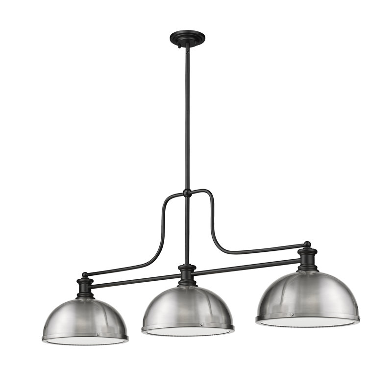Lustre linéaire moderne à 3 lumières Eraste, Nickel brossé