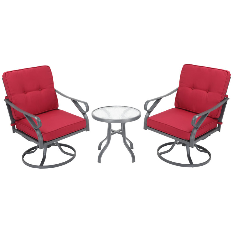 Ensemble de conversation en métal avec coussins 242 - Métal, Vin rouge