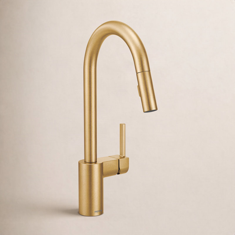 Robinet de cuisine moderne à poignée unique avec technologie Reflex et Power Clean Moen Align, Or brossé