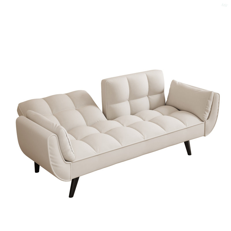 74 pouces canapé beige doux deux accoudoirs coussin décoratif confortable