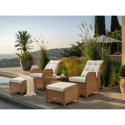 Ponza Wicker 2 - Person Garden Lounge Set with Cushions