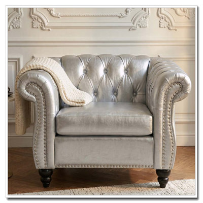 Single PU Leather Sofa with Tufted Backrest
