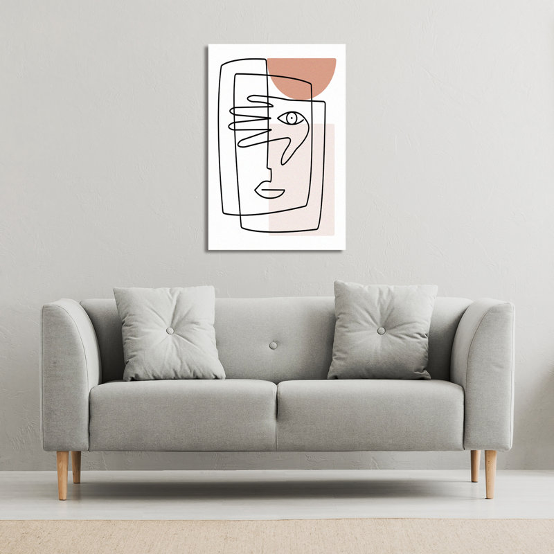 Line Drawing Of Face And Hand by Andrew Lee - Wrapped Canvas Print, 61cm H x 41cm W x 4cm D
