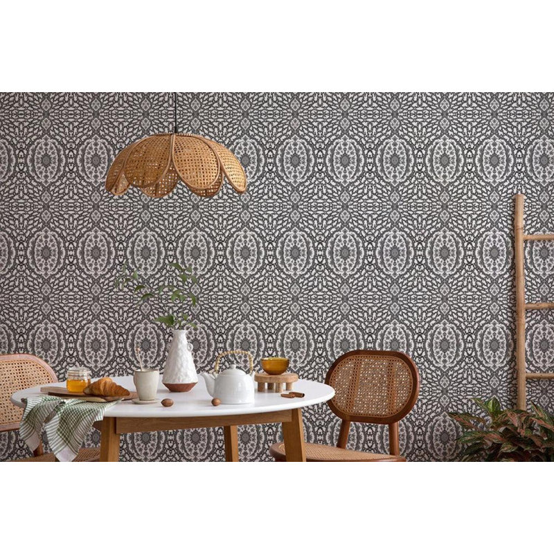 Nomad Ottoman Jewel 10' L x 24" W Peel and Stick Wallpaper Roll, Gray, Faux Grasscloth, Non-pasted