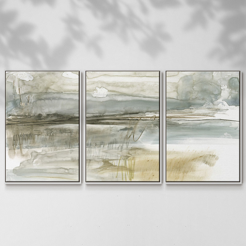 Stark Neutral Landscape I 3 pièces, H 40 po x l 78 po x P 2 po, Blanc