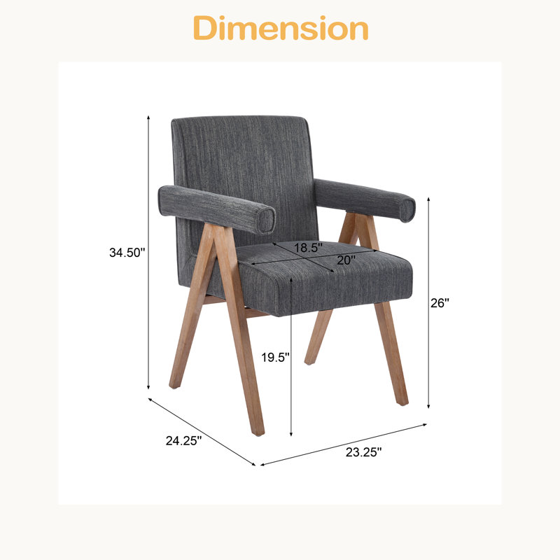 Fauteuil de salle à manger en tissu, Gris anthracite