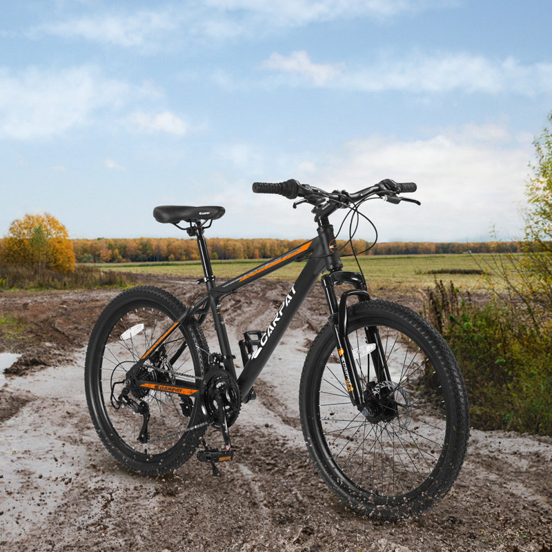 26 Inch Mountain Bike, Shimano 21 Speeds With Mechanical Disc Brakes, High-Carbon Steel Frame, Suspension MTB Bikes Mountain Bicycle For Adult & Teenagers