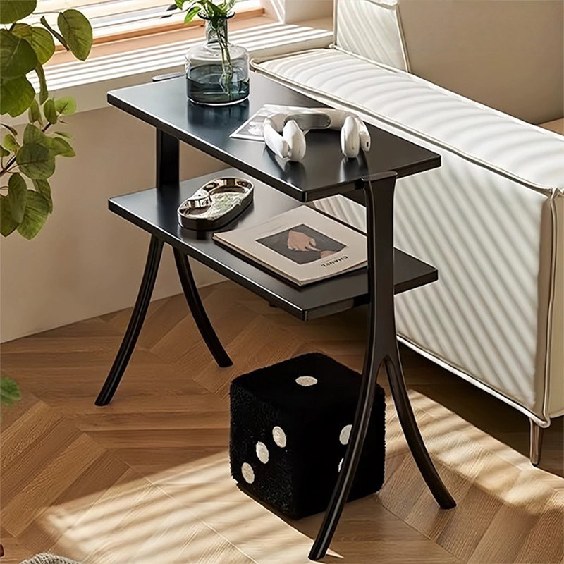 Black Solid Wood Rectangular Console Table, Black