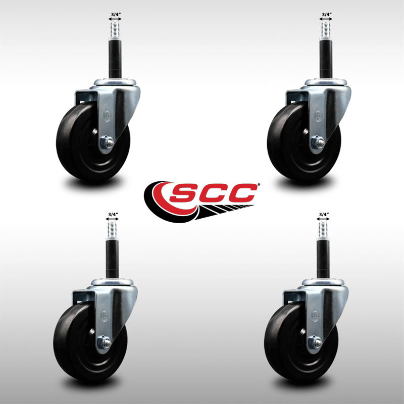 Ensemble de roulettes extensibles en caoutchouc dur 4 pouces 4 pouces SSCC