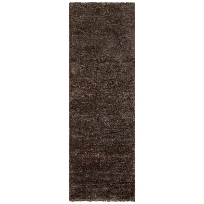 Urbana Hand Knotted Modern Area Rug in Dark Gray, Runner 2'6" x 7'6"