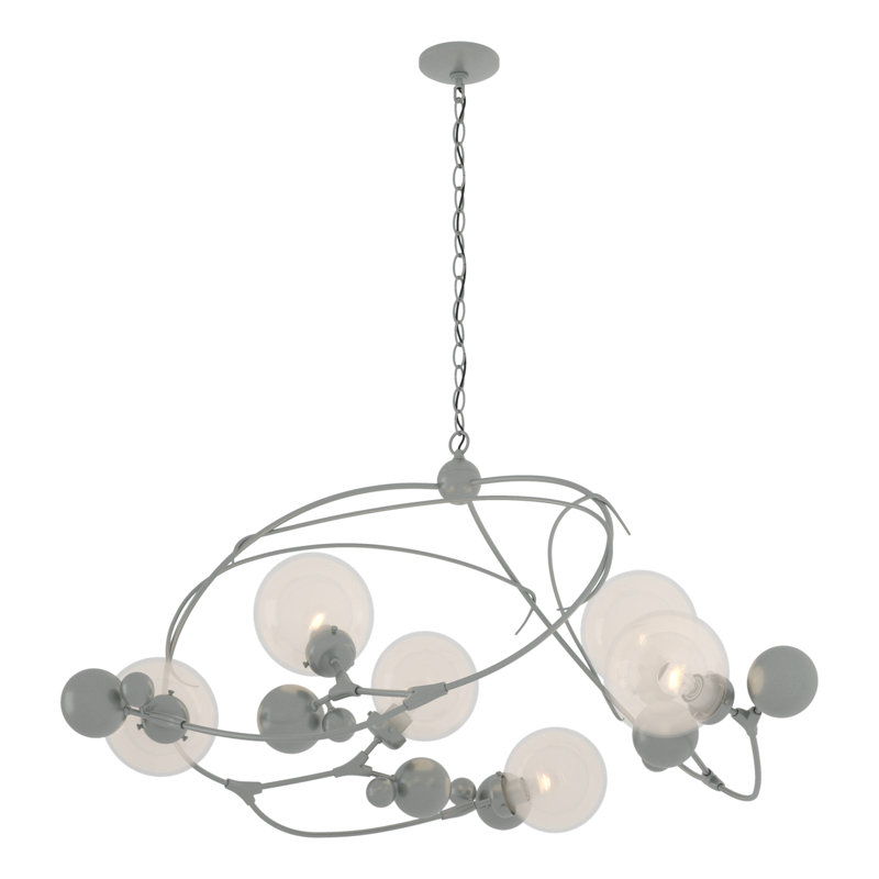 Sprig 6 - Light Unique Geometric Chandelier, Opaline, Vintage Platinum