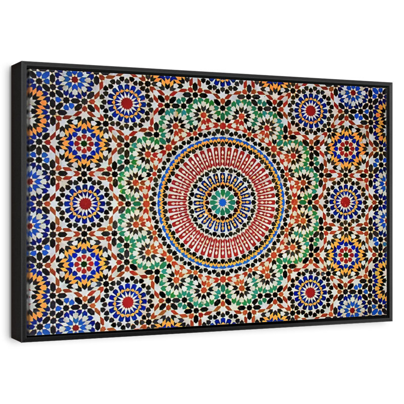 Mosaïque marocaine traditionnelle, Cadre flottant noir, 40 po x 27 po