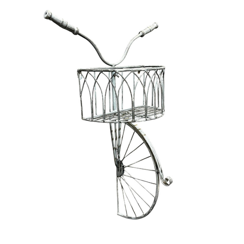 Bicycle Metal Garden Wall Planter, Grey