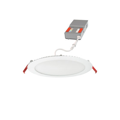 Plafonnier encastré plat de 8 po Juno, blanc réglable 2700K-5000K, lumens réglables 1500-1950, blanc mat