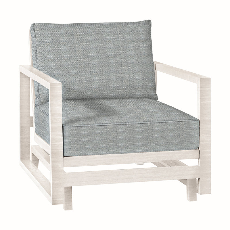 Avondale Patio Lounge Chair with Cushions, No Welt + Standard Fill, Rollo Silver, Chalk