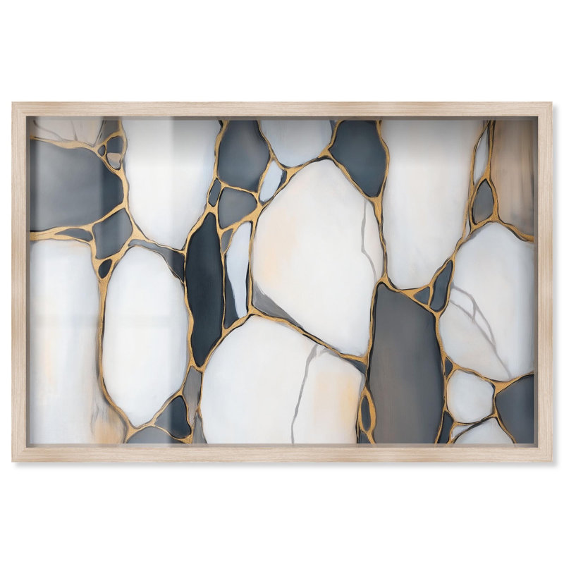 «Metamorphic Medley I Shadowbox Print Boho» par Art Remedy, H 11 po x l 16 po, Crème, crème