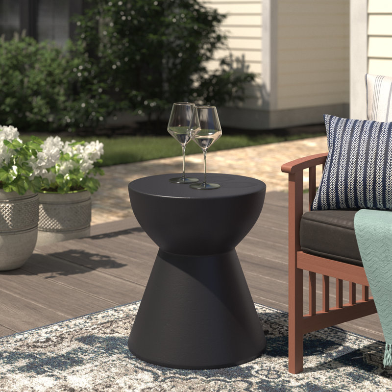 Concorde 14.5'' Black Concrete Round Outdoor Side Table