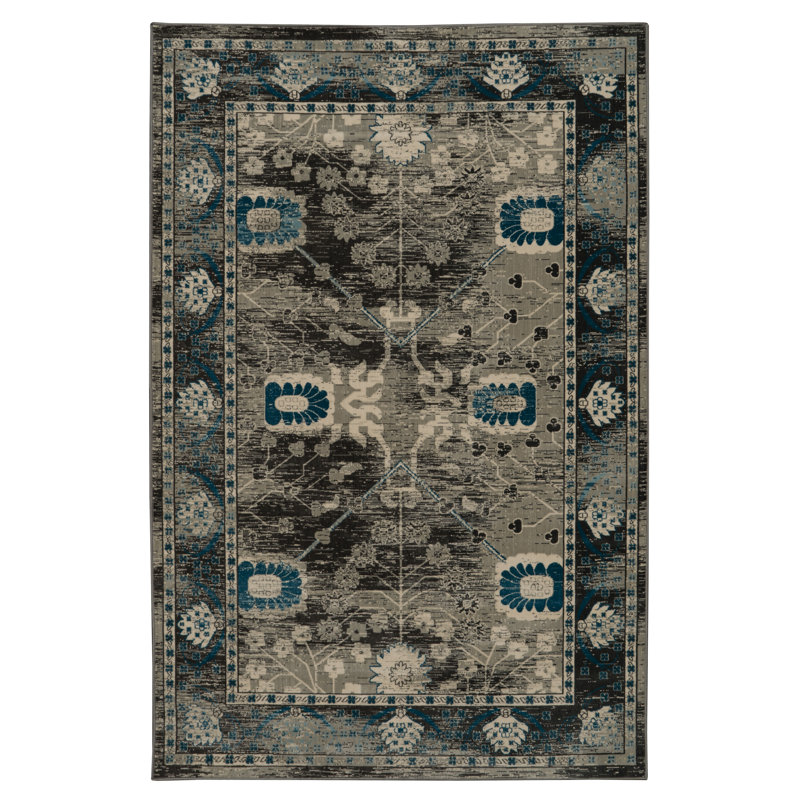 Tapis oriental beige et gris Silvie, Rectangulaire 2 pi x 3 pi
