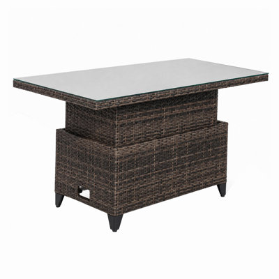 Rectangular Wicker Adjustable Outdoor Dining Table