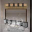Luminaires de meuble-lavabo modernes à DEL, appliques murales noires à 5 lumières pour éclairage de salle de bain sur miroir, lumières de meuble-lavabo à DEL en cristal à intensité variable, lampe murale câblée. (Ampoules DEL intégrées incluse