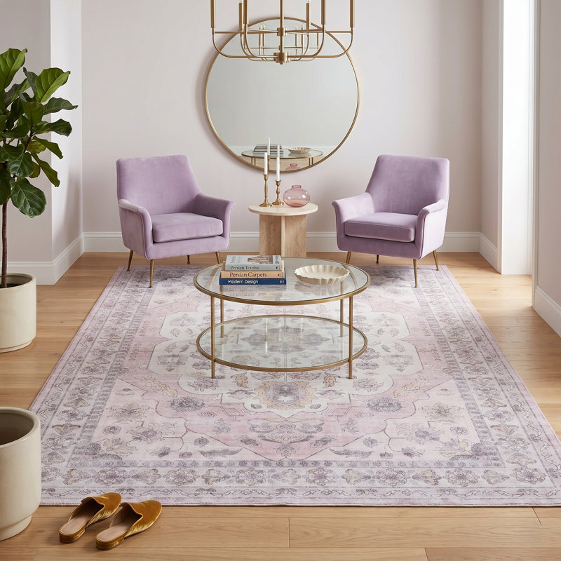 Tapis lavable rose Ketter 5 x 7, Rectangle 5 pi x 7 pi