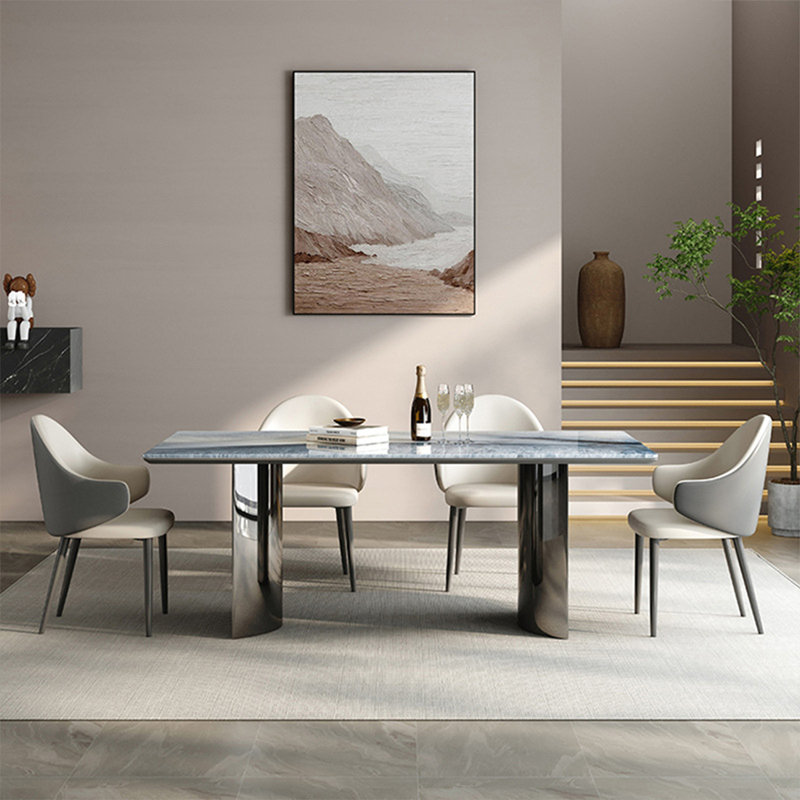 Blue Rectangular microlite stone Dining Table For Dining Room/Kitchen, 29.53"H x 62.99"L x 31.5"W