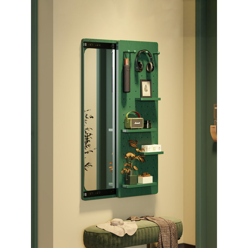 Miroir à miroir mural en bois d'hévéa luxueux, 59.06" H x 19.69" W