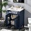 en bleu (avec meuble-lavabo et lavabo) avec rangement
