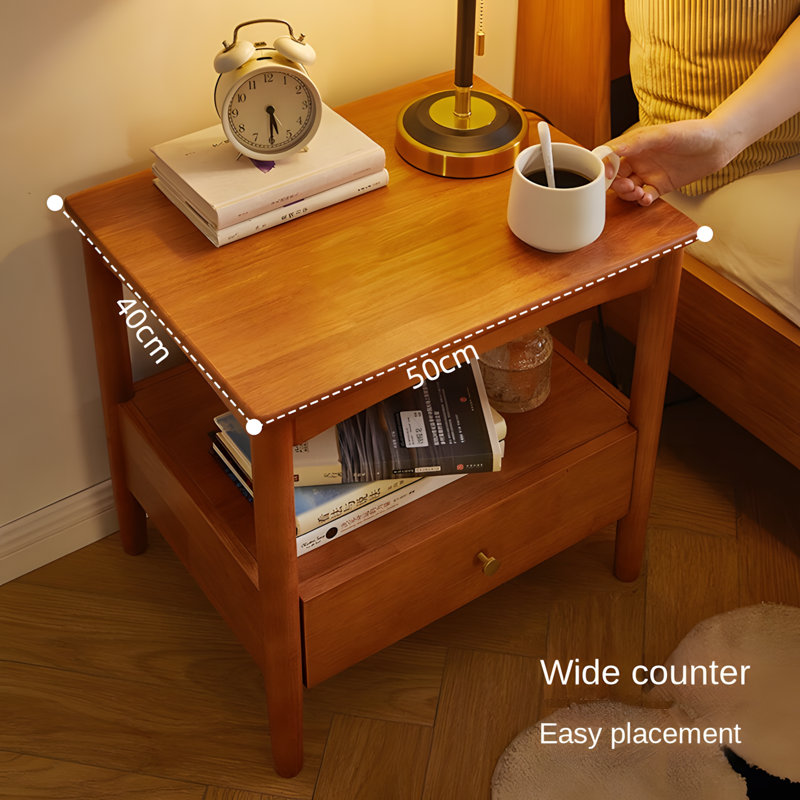Solid Wood End Table For Living Room, Sofa Side Table, Bedside Nightstand, Coffee Table With Storage Shelf For Home Office And Balcony