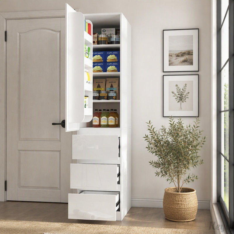 Armoire de rangement pour garde-manger de cuisine avec portes et tiroirs
