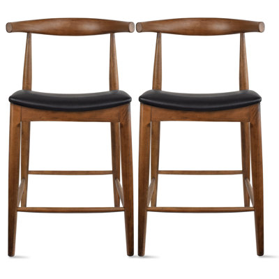 Borisav Counter Height Stool Farmhouse Open Back Padded Cushion Wood Kitchen Chairs