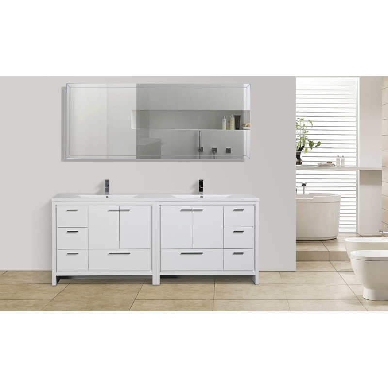 Ensemble de meuble-lavabo double 83 po Bobijo, Blanc très luisant