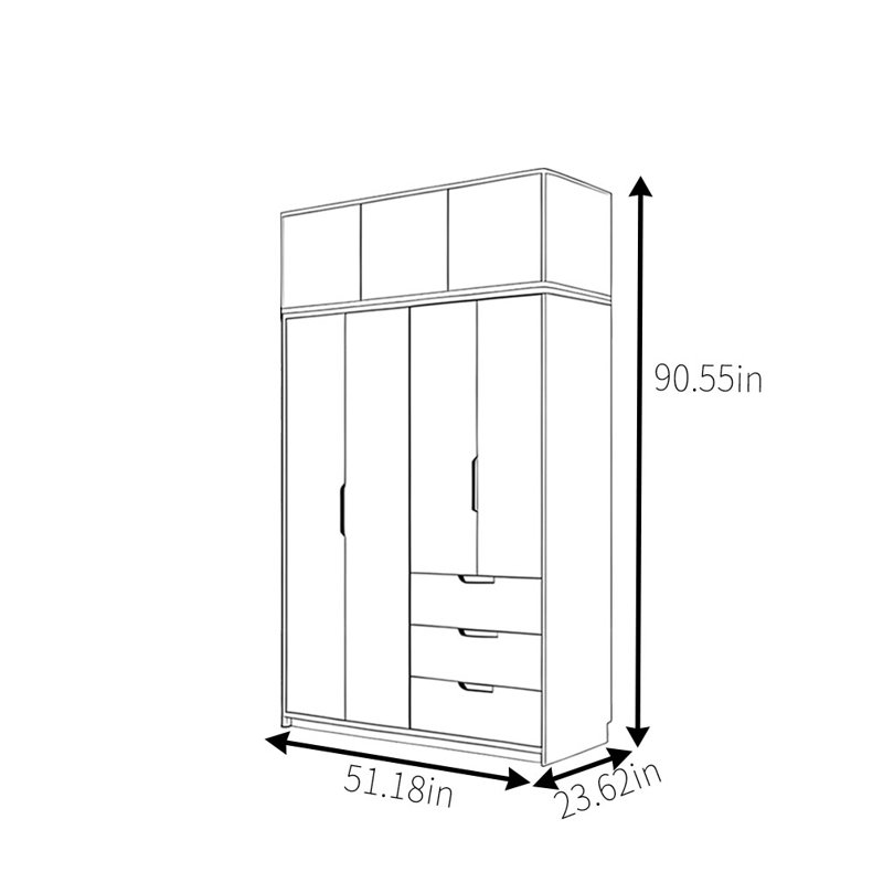 Garde-robe moderne, simple et classique, H 90,55 po x l 51,18 po x P 23,62 po