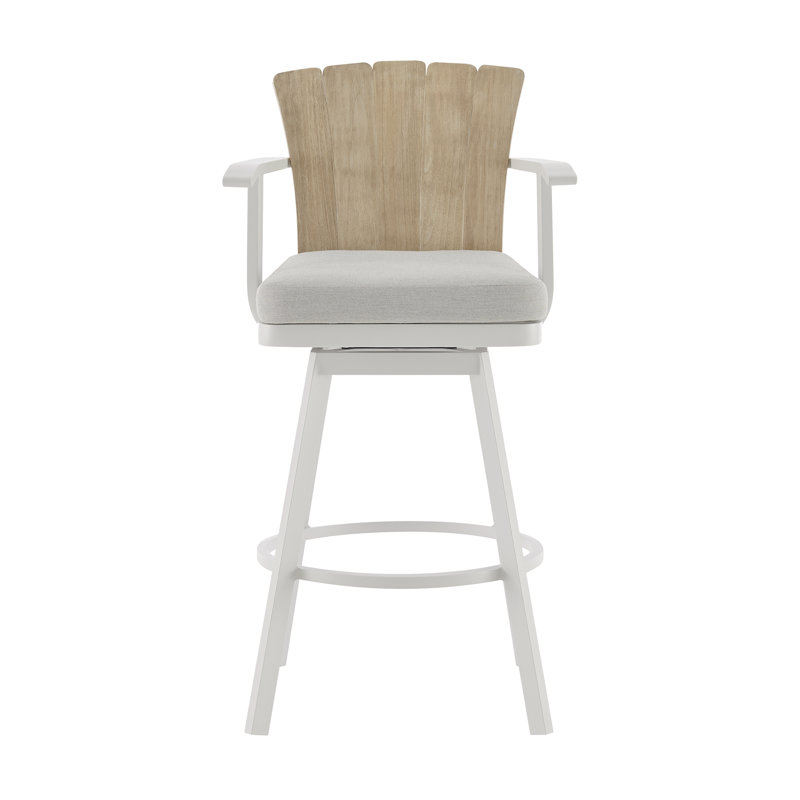 Tabourets de bar gris durables avec teck et confort pivotant