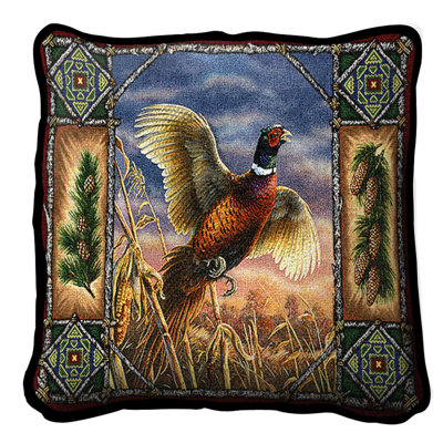 Pheasant Cotton Reversible Pillow Cover