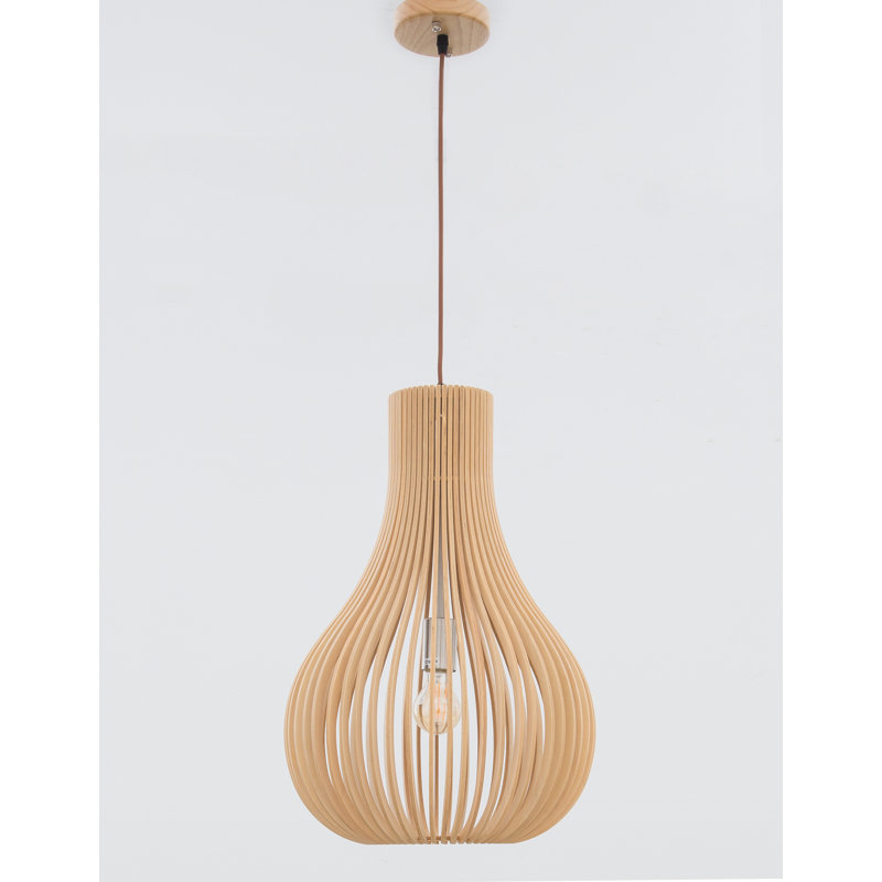 1 - Light Natural Wood Teardrop Pendant