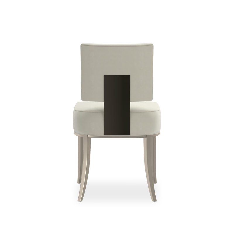 Reserved Seating Upholstered Dining Chair, Silver/Bronze, White