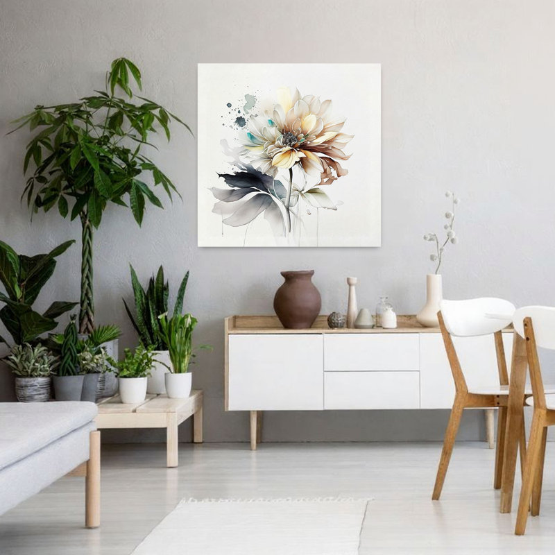 Art floral pastel contemporain, H 36 po x l 36 po