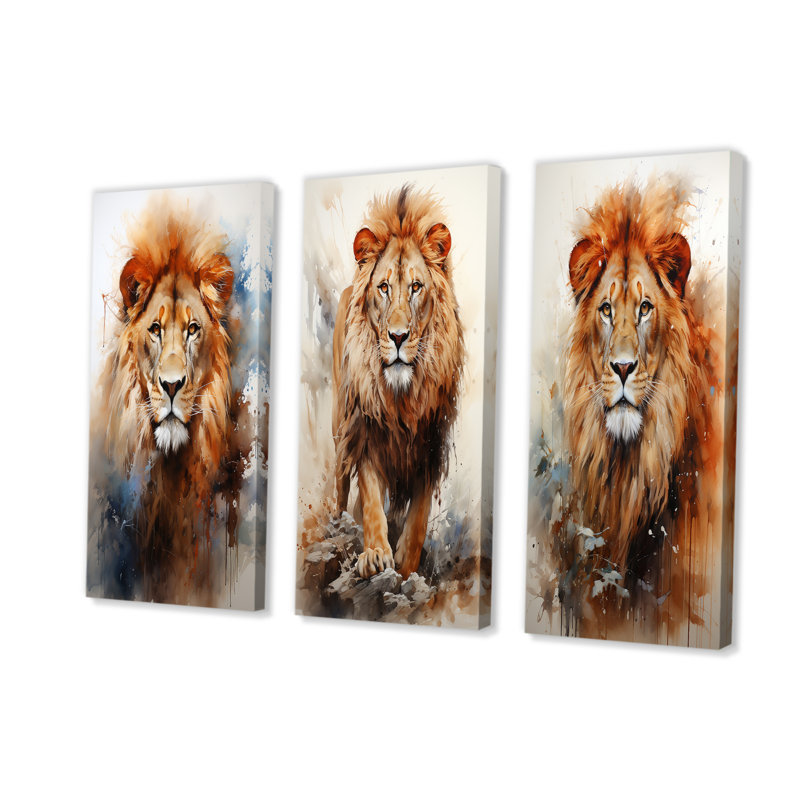 Ensemble de salon Intense Lions Gaze Realism - Lion, H 28 po x l 36 po, Toile tendue