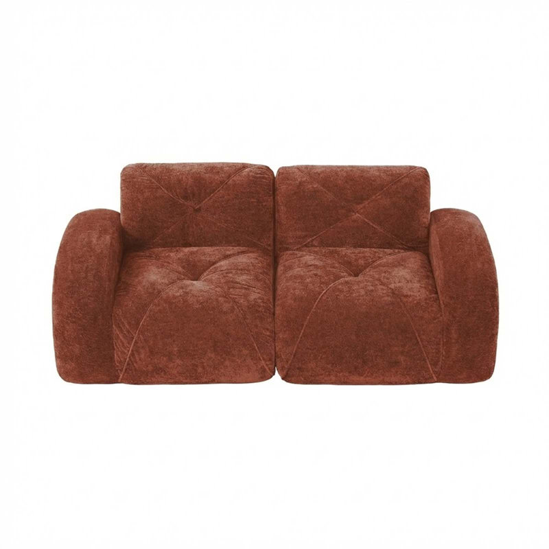 Canapé modulaire moderne en velours désossé avec coussins touffetés, mousse 32D haute densité, aucun assemblage requis pour le salon et la chambre à coucher