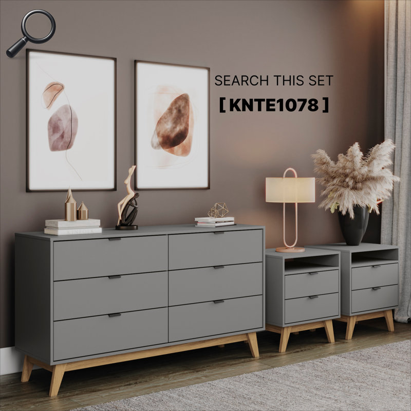 Commode 6 tiroirs Kyrese, Gris