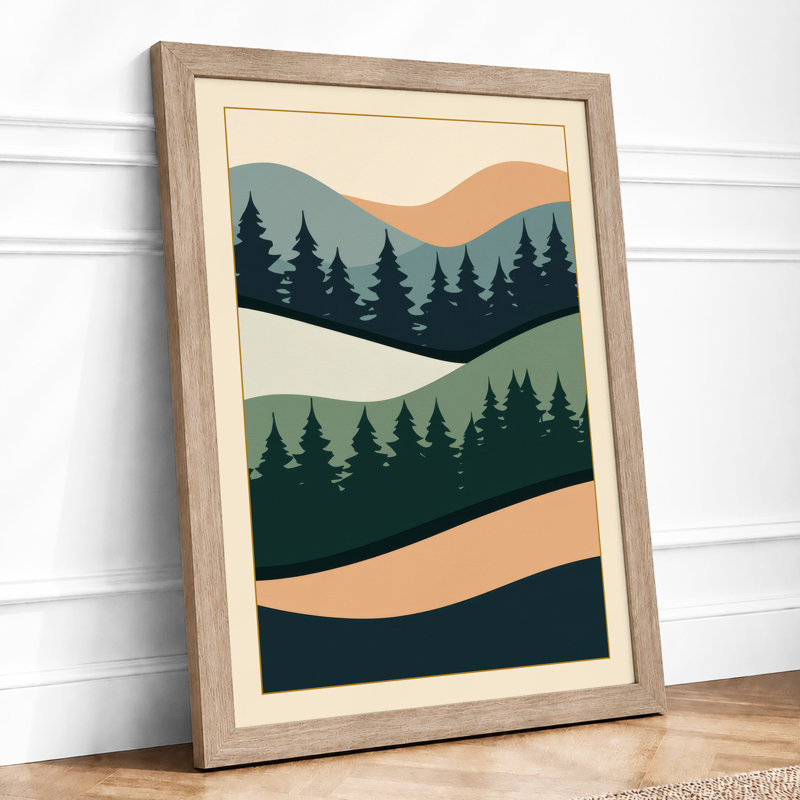 Rolling Forest Landscape Minimalist - Print, A2 - 59.4 x 42.0 cm, Oak