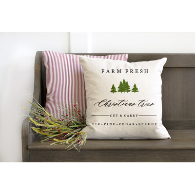 Farm Fresh Christmas Trees- 18x18 inch Cotton Pillow Cover -  Cotton & Crate, PC-CHR-D17-18X18