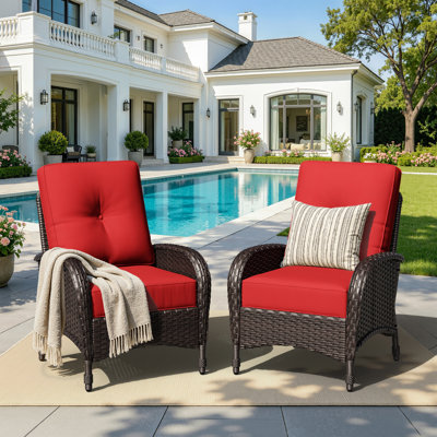 Ensemble de 2 fauteuils de patio en osier résistants aux intempéries et à la décoloration