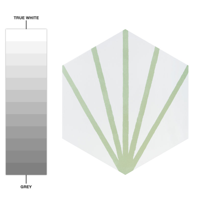 Horizon 7-3/4" x 9" Porcelain Wall & Floor Tile, White/Green
