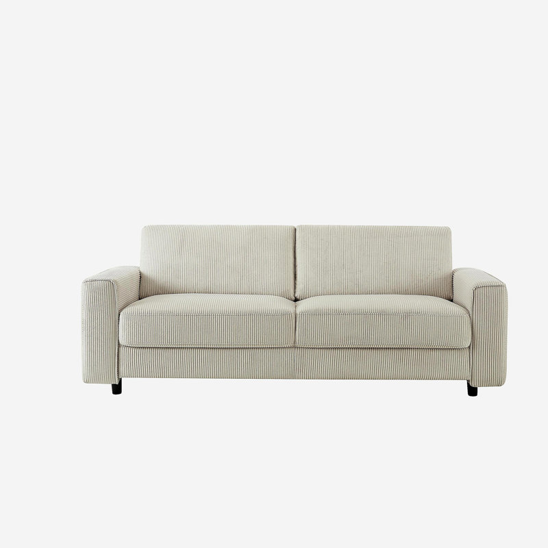 Canapé moderne en velours côtelé 3 places, H 33 po x l 86 po x P 32 po, Beige