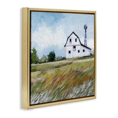 Barn with Windmill & Grass Floater Canvas Wall Art, design by Susan Winget