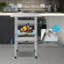 Stainless Steel Work Table with Backsplash and Wheels-74084981