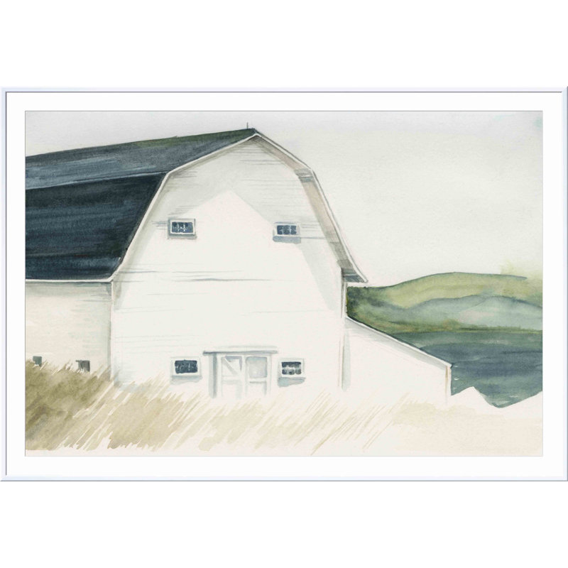 «Barn IV» par Jennifer Paxton Parker - peinture encadrée, Blanc, H 20 po x l 20 po